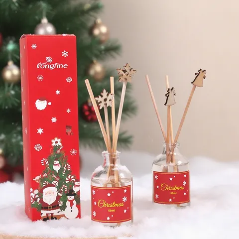 Kerst Geurstokjes Set Huis Indoor Geur Luchtverfrisser Met Houten Decor Vluchtige Stokjes Vakantie Cadeau