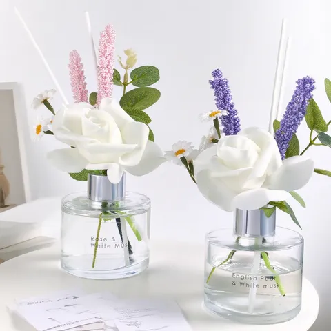 Glas Raumduft Diffusor Set Mit Künstlicher Rose Trockenblumen Lufterfrischung Aromatherapie Duft Für Zuhause Büro