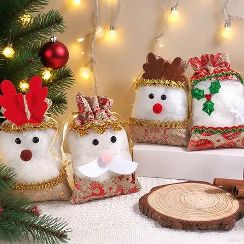 Natale Sacchetto Profumato in Lino Babbo Natale Renna Pupazzo di Neve Deodorante per Armadio Auto Casa Decorazione