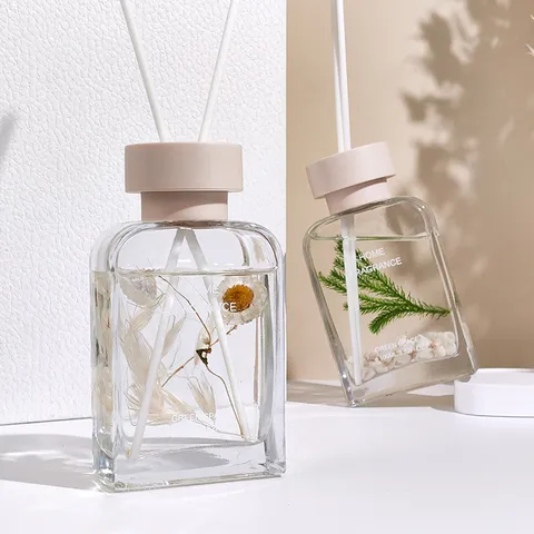 Frasco Difusor de Varillas de Vidrio Aromaterapia Botánica Ambientador con Flores Secas para Hogar Dormitorio Salón