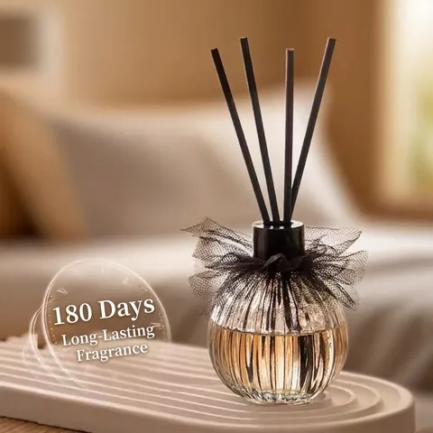 Elegante Difusor de Varillas de Vidrio con Lazo de Encaje Purificador de Aire a Rayas Set de Fragancia para Hogar Dormitorio Baño