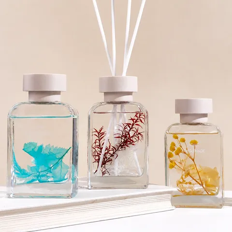 Frasco Difusor de Varillas de Vidrio Aromaterapia Botánica Ambientador con Flores Secas para Hogar Dormitorio Salón