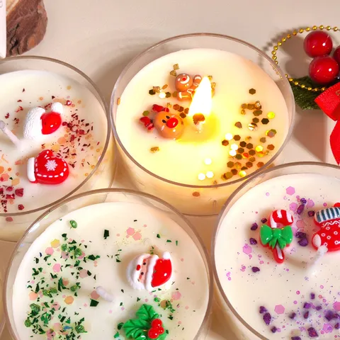 Vela Aromática de Navidad Hecha a Mano Mezcla Cera de Soja Abeja Dibujos Animados Papá Noel Reno Vela Para Decoración Hogar Fiesta Regalo