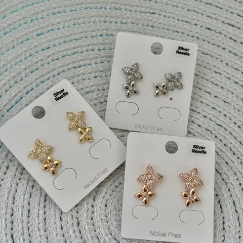 Luxus Kupfer Strass Kleeblatt Blume Ohrstecker Mit 925 Sterlingsilber Stift Gold Halskette Für Damen Schmuck