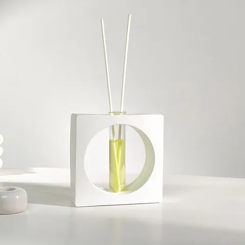 Ornement d'Aromathérapie en Plâtre Géométrique Diffuseur à Bâtonnets en Tube de Verre Purificateur d'Air pour Bureau