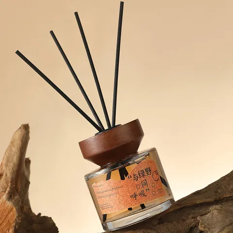 Glas Reed Diffuser Flasche Mit Holzkappe Und Rattan Stäbchen Lufterfrischung Aromatherapie Für Zuhause Und Auto Dekor