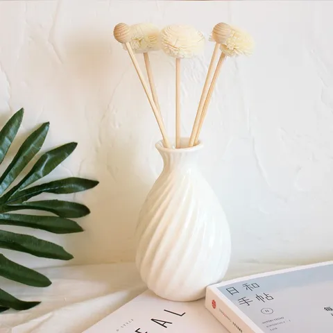 Minimaliste Blanc Spirale Texture Céramique Aromathérapie Fleur Séchée Salon Nordique Bureau Parfum Décor Reed Diffuseur Cadeau Ensemble