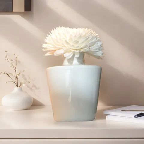 Nordisch Minimalistisch Weiß Keramik Blumen Vase Duftstäbchen Set Langlebig Aromatherapie Desktop Duft Ornament Geschenk