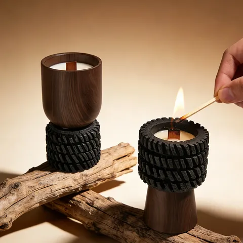Nordic Walnut Wood Scented Candle Natural Soybean Wax Wooden Wick Aromatherapy Candle Home Decor Gift Relaxing Fragrance