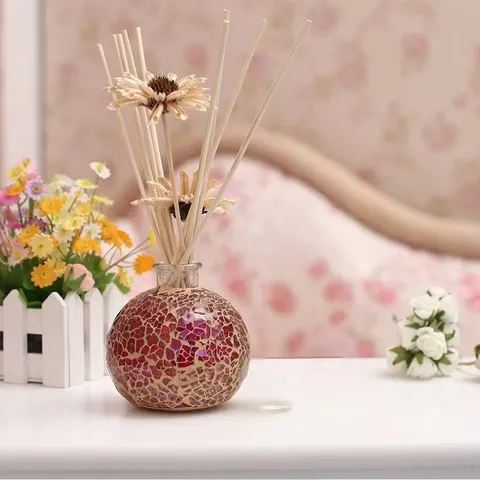 Difusor de Varillas de Vidrio con Mosaico Artístico Fragancia para el Hogar Difusor de Aceites Esenciales para Decoración de Dormitorio Oficina Hotel Lavanda Rosa Jazmín