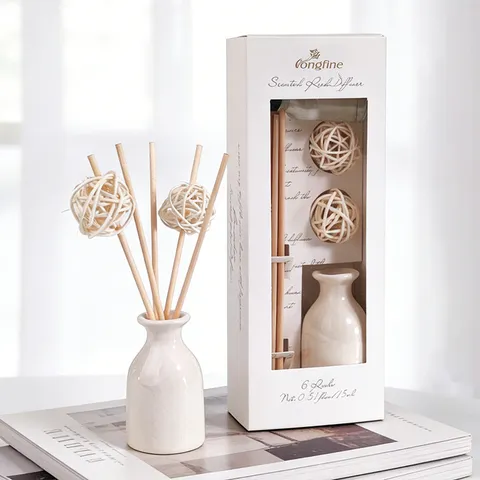 Scented Reed Diffuser Set Sunflower Rattan Ball Ceramic Bottle Air Freshening Home Decor Fragrance Gift Box