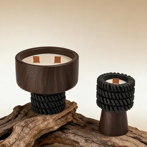 Nordic Walnut Wood Scented Candle Natural Soybean Wax Wooden Wick Aromatherapy Candle Home Decor Gift Relaxing Fragrance