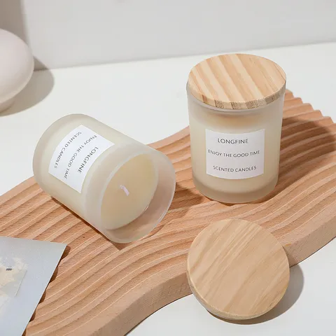 Bougie Parfumée Nordique en Cire de Soja Verre Dépoli Cadeau d'Aromathérapie pour la Maison