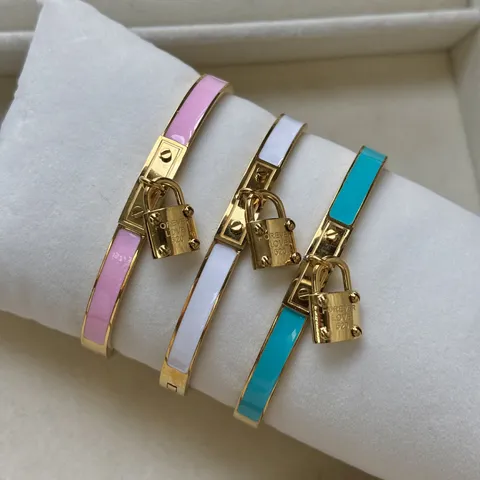 Edelstahl Schloss Anhänger Armreif Für Damen Bunte Emaille Öltropfen Forever Love Gravur Armband Ins Stil Schmuck