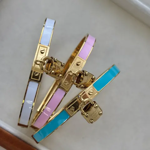 Edelstahl Schloss Anhänger Armreif Für Damen Bunte Emaille Öltropfen Forever Love Gravur Armband Ins Stil Schmuck