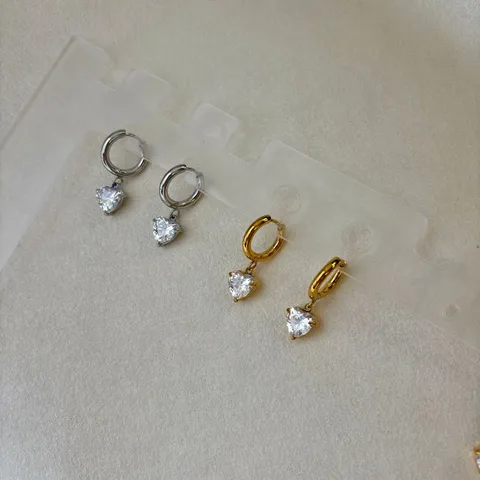 Edelstahl Herz Zirkonia Anhänger Halskette Ohrringe Armreif Für Damen Gold Silber Schmuck