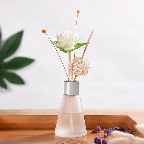 Glasflasche Raumduft Set Luftbefeuchter Mit Rattanstäbchen Und Künstlichen Blumen Für Zuhause Büro Zimmer Duft
