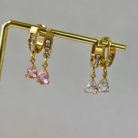 Minimalistische Vintage Edelstahl Ohrringe Exquisite Strass Wassertropfen Anhänger Elegante Damen Schmuck