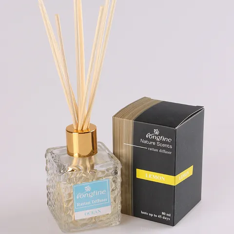 French Style Reed Diffuser Set Water Cube Glass Bottle Air Freshener With Natural Rattan Sticks Home Fragrance Gift