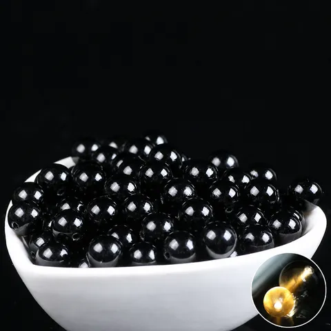 Perles Vrac en Obsidienne Noire Naturelle Perles Pierre Précieuse Rondes Pour Fabrication Bijoux DIY Collier Bracelet