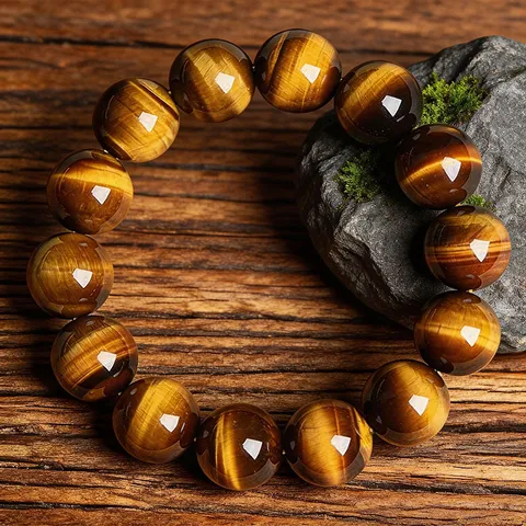 Natural Tiger Eye Stone Beaded Bracelet Simple Round Gemstone Beads Fashion Yoga Energy Jewelry Gift