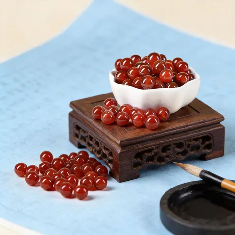 Natural Red Agate Loose Beads Round Gemstone Beads For DIY Jewelry Making Bracelets And Necklaces Decorative Red Stone