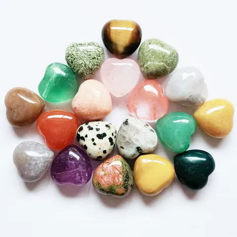 15mm Naturstein Mini Herz Ornamente Polierter Edelstein Kristall Achat Herzförmige Deko Zubehör Für Haus Büro Handwerk