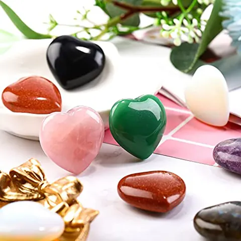 Ornement de Cœur en Cristal Naturel Pierre de Guérison Polie Pierre de Paume d'Amour Cadeau de Saint-Valentin Décoration