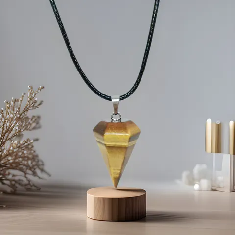 Natürlicher Kristall Pendel Sechseckiger Kegel Anhänger Geschnittener Kristall Achat Kugel Halskette Modeschmuck Geschenk
