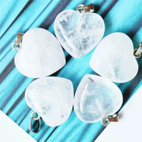 Collar con Colgante de Corazón de Cristal Natural Cadena de Suéter de Piedra Preciosa Joyería Elegante Regalo de San Valentín