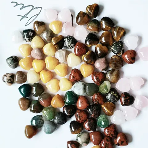 15mm Naturstein Mini Herz Ornamente Polierter Edelstein Kristall Achat Herzförmige Deko Zubehör Für Haus Büro Handwerk