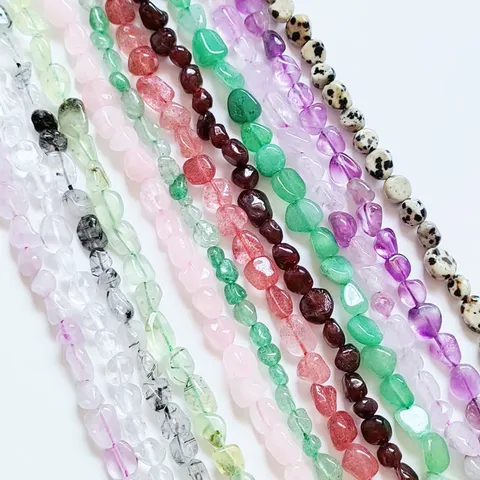 Natural Stone Loose Beads Irregular Crystal Gravel Strands Drilled Gemstone Beads For DIY Jewelry Making Crafts
