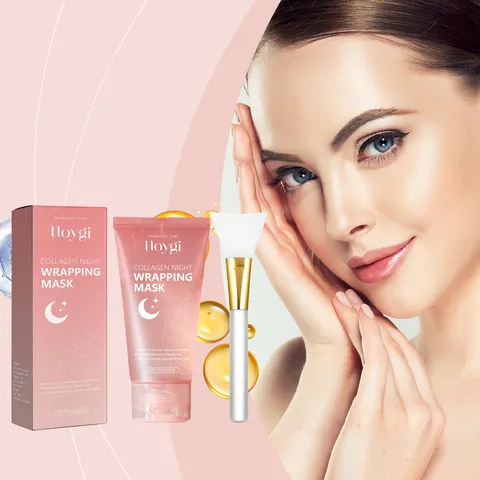 Mascarilla Facial Peel-Off de Colágeno HOYGI Hidratante Mascarilla de Noche con Pincel Cuidado de la Piel