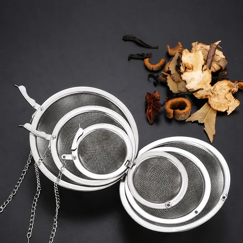 304 Stainless Steel Seasoning Ball Tea Infuser Mesh Spice Strainer Filter With Hanging Chain For Kitchen Cooking Home