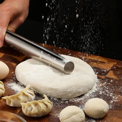 Stainless Steel Rolling Pin Small Medium Large Metal Dough Roller Baking Tool For Dumpling Skin Pastry Kitchen Gadgets
