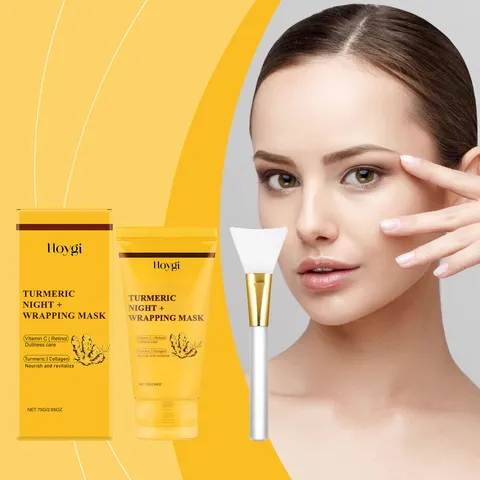 Mascarilla Facial Despegable de Colágeno de Cúrcuma Limpieza Profunda Hidratante Reafirmante con Pincel para Mujer