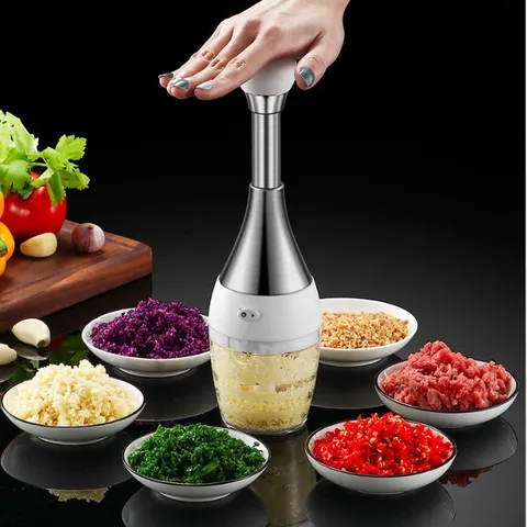 Manual Garlic Press Chopper Bowling Ball Shaped Stainless Steel Garlic Mincer Kitchen Gadget Food Processor