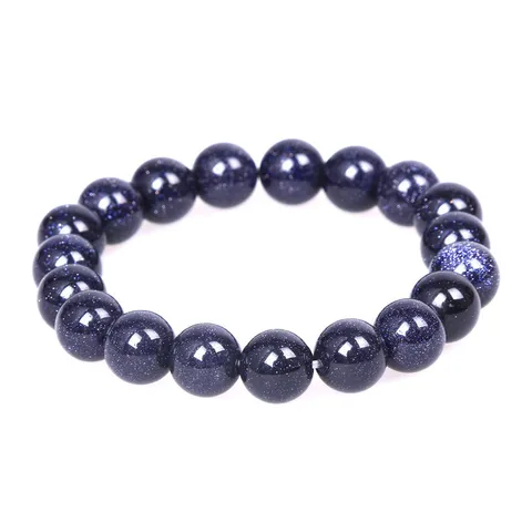 Bracelet de Perles en Grès Bleu Naturel Grès Doré Unisexe Ciel Étoilé Pierre de Cristal Bracelet de Perles Bijoux Cadeau