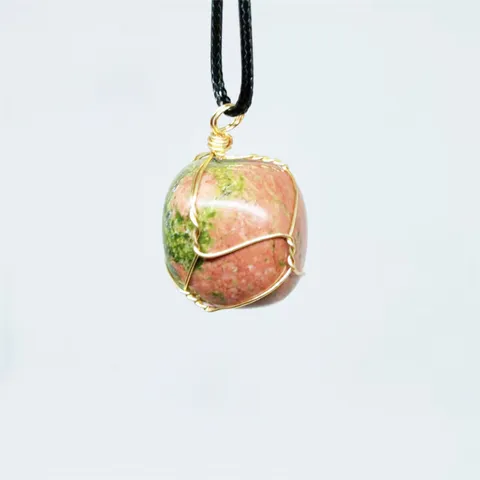 Collier Pendentif en Pierre Naturelle Agate Cristal Enveloppé de Fil Pendentif Pierre Précieuse Irrégulière Avec Cordon Noir Bijoux Femme