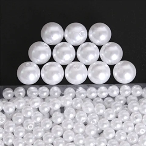 ABS Perles d'Imitation Vrac Perles d'Artisanat Pour DIY Fabrication de Bijoux Bracelet Collier Accessoires Blanc