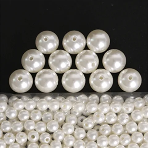 ABS Perles d'Imitation Vrac Perles d'Artisanat Pour DIY Fabrication de Bijoux Bracelet Collier Accessoires Blanc