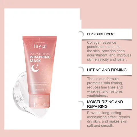 Mascarilla Facial Peel-Off de Colágeno HOYGI Hidratante Mascarilla de Noche con Pincel Cuidado de la Piel