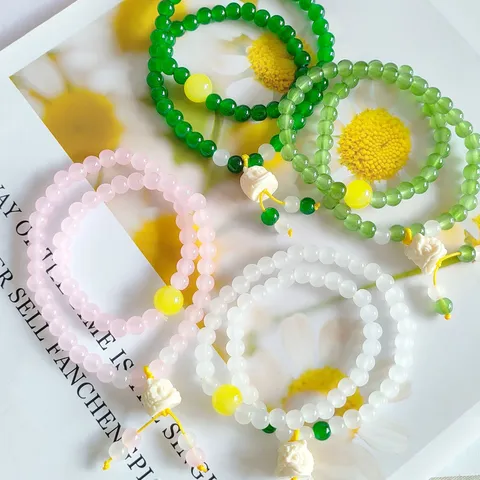 Nouveau Style Chinois Bracelet de Perles Double Couche Vintage Cristal Perles Main Bijoux Femmes Mode Bracelet de Perles