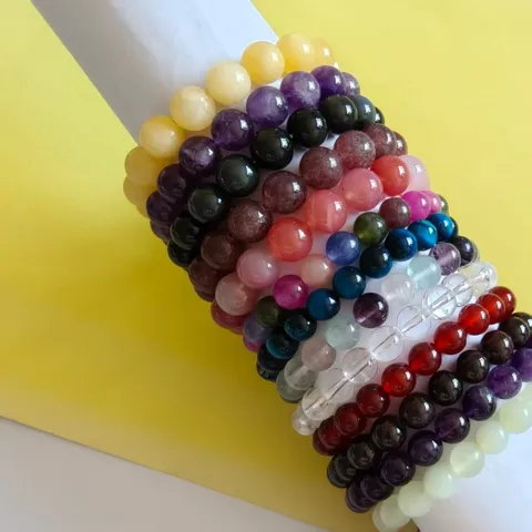 Bracelet de Perles en Pierre Naturelle Cristal Agate Unisexe Bijou de Pierre Précieuse