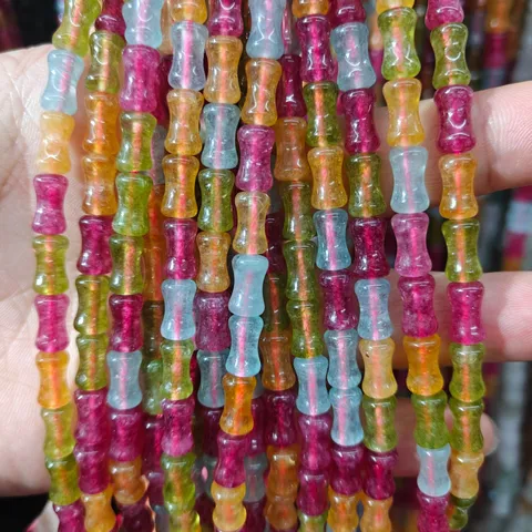 Perles en Vrac en Pierre Naturelle Colorée Couleur Bonbon Perles d'Imitation de Tourmaline Pour Fabrication de Bijoux DIY Bracelet Collier