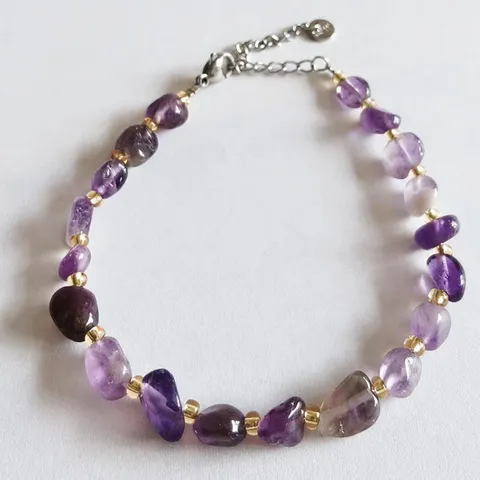 Bracelet en Pierre de Cristal Naturel Bracelet Extensible en Perles de Pierres Précieuses Irrégulières Bijoux de Mode Réglables Cadeau Pour Femmes Hommes