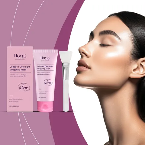 Mascarilla Facial Desprendible de Colágeno Hidratación Profunda Reducción de Poros Hidratante Alisadora Cuidado Facial Con Pincel