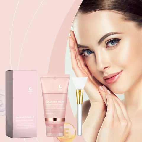 Mascarilla Facial Desprendible de Colágeno Nutritiva Hidratante Antiedad Reafirmante Cuidado de la Piel Mascarilla de Noche Con Pincel