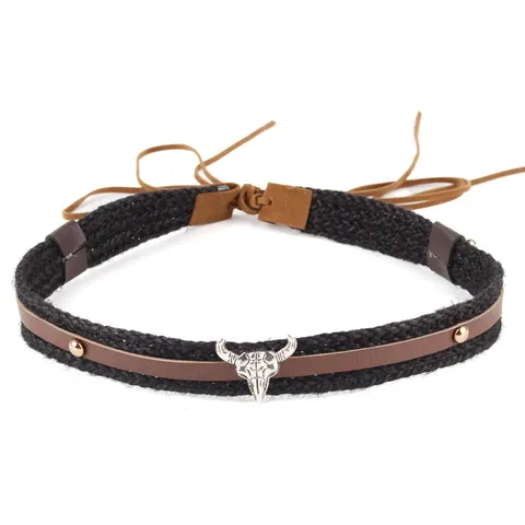 Vintage Ethnic Handmade Braided Waist Belt For Women Men Bull Head Feather Turquoise Hat Accessory Decorative Leather Strap Band