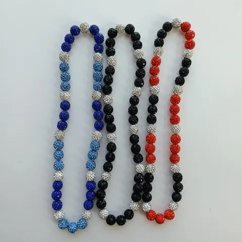 Colorful Polymer Clay Rhinestone Shamballa Bead Necklace Elastic Hip Hop Statement Jewelry